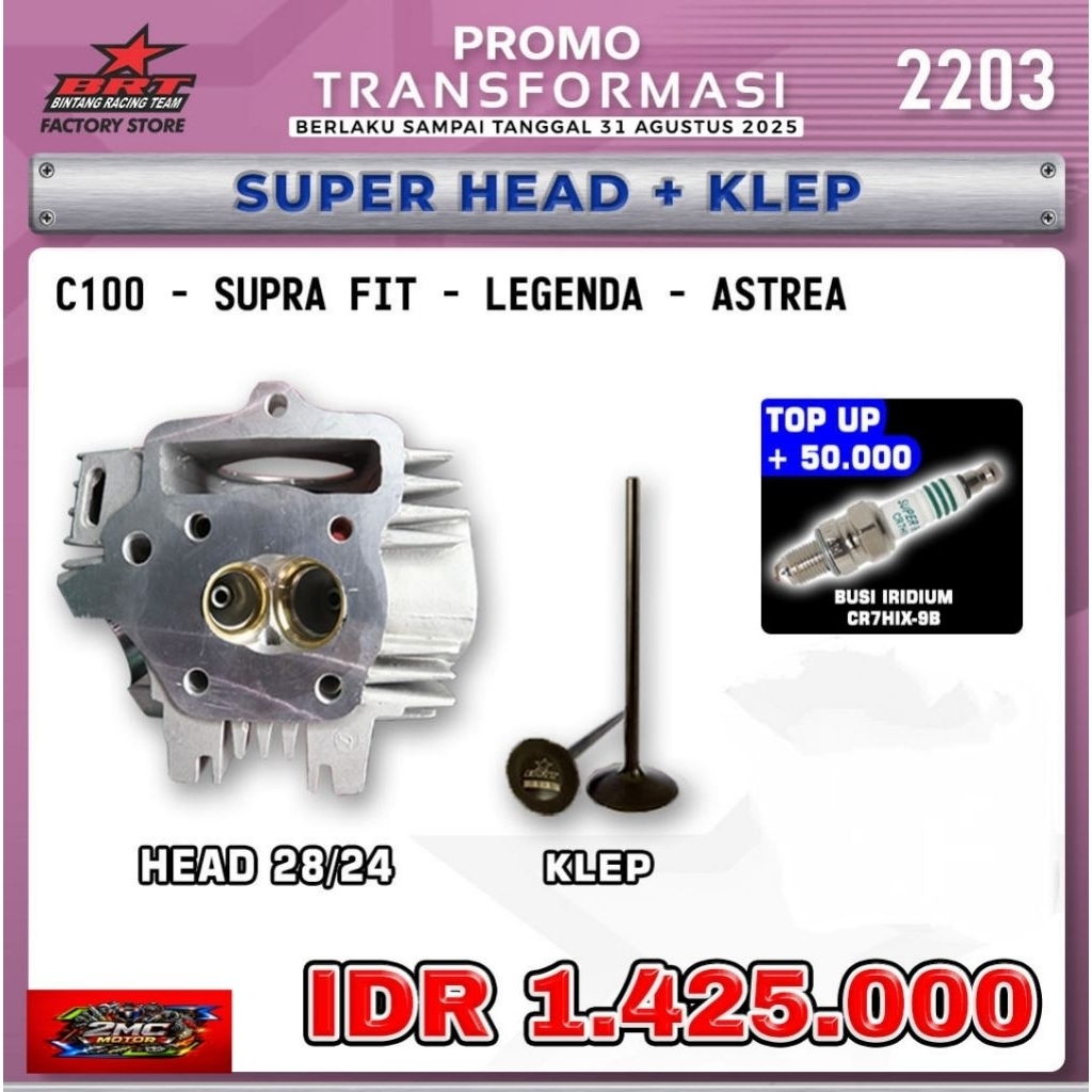 Super Head + Klep C100/Supra Fit/Legenda/Astrea BRT - Bintang Racing Team