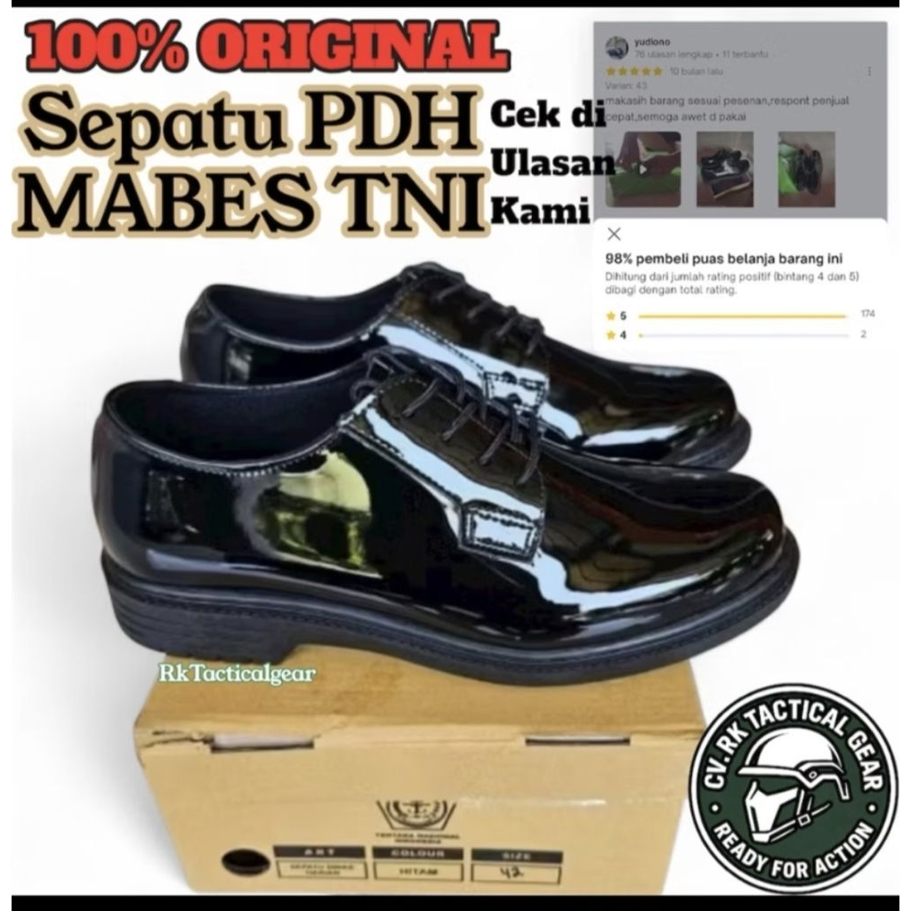 Sepatu PDH TNI AL AD AU Jatah Mabes Polri - Model Terbaru Elegan & Ringan