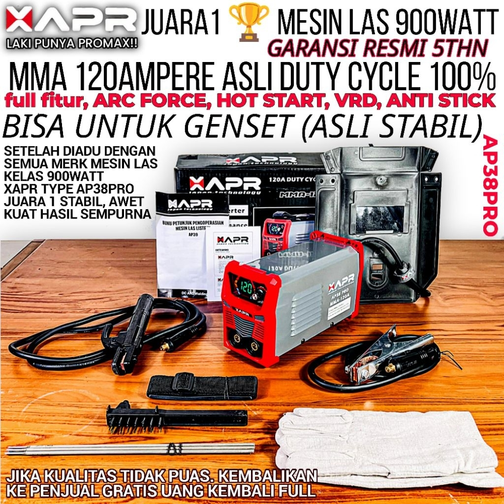 APR AP38PRO mesin las APR 900watt 120a mma bisa untuk genset inverter welding travo lasORIGINAL APR