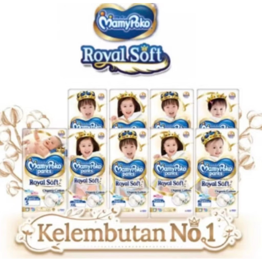 Pampers Mamy poko Royal Sotf Pants Dan Perekat Isi 50 Dan 100