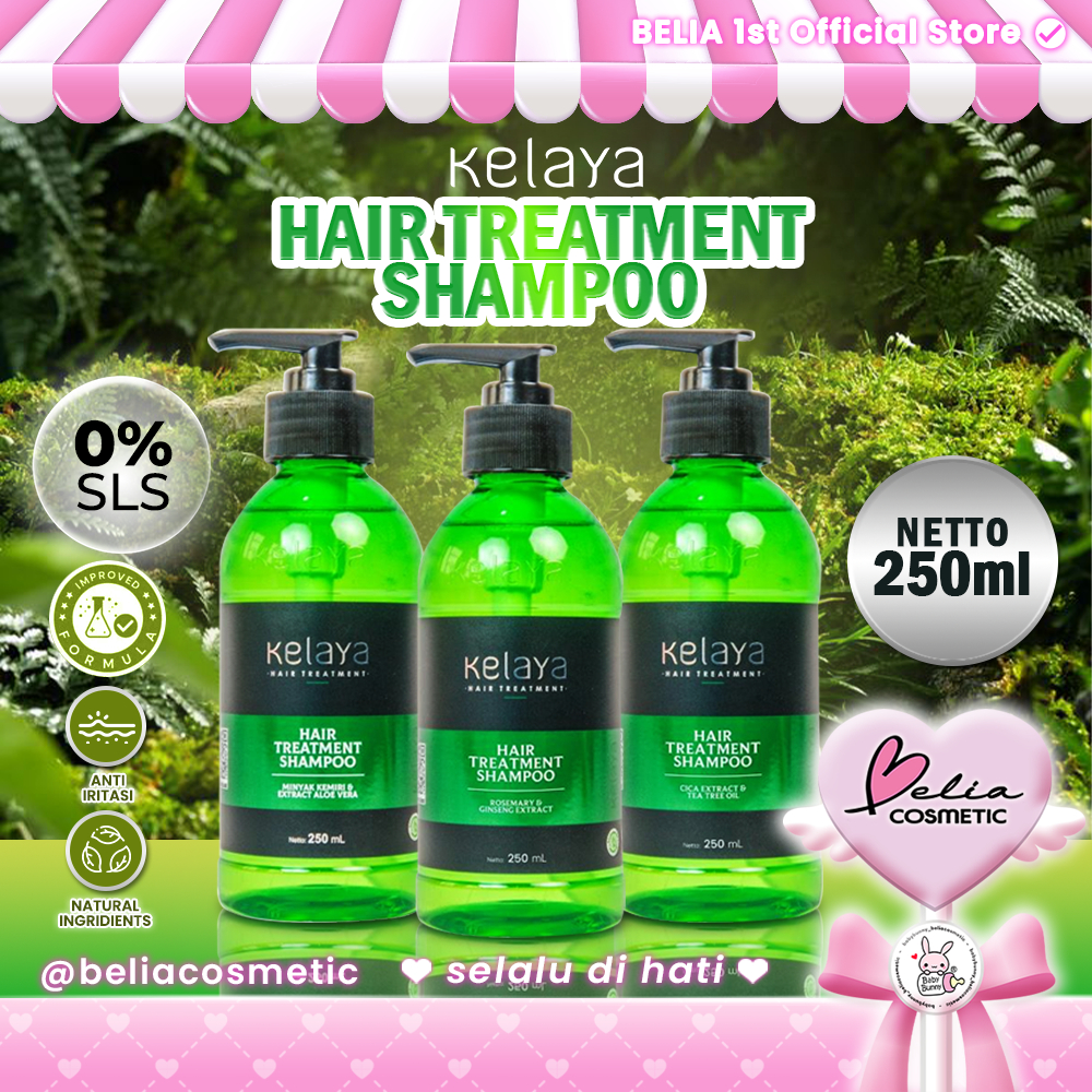 [ BELIA ] KELAYA Hair Treatment Shampoo 250ml | Rosemary & Ginseng | Cica & Tea Tree | Minyak Kemiri