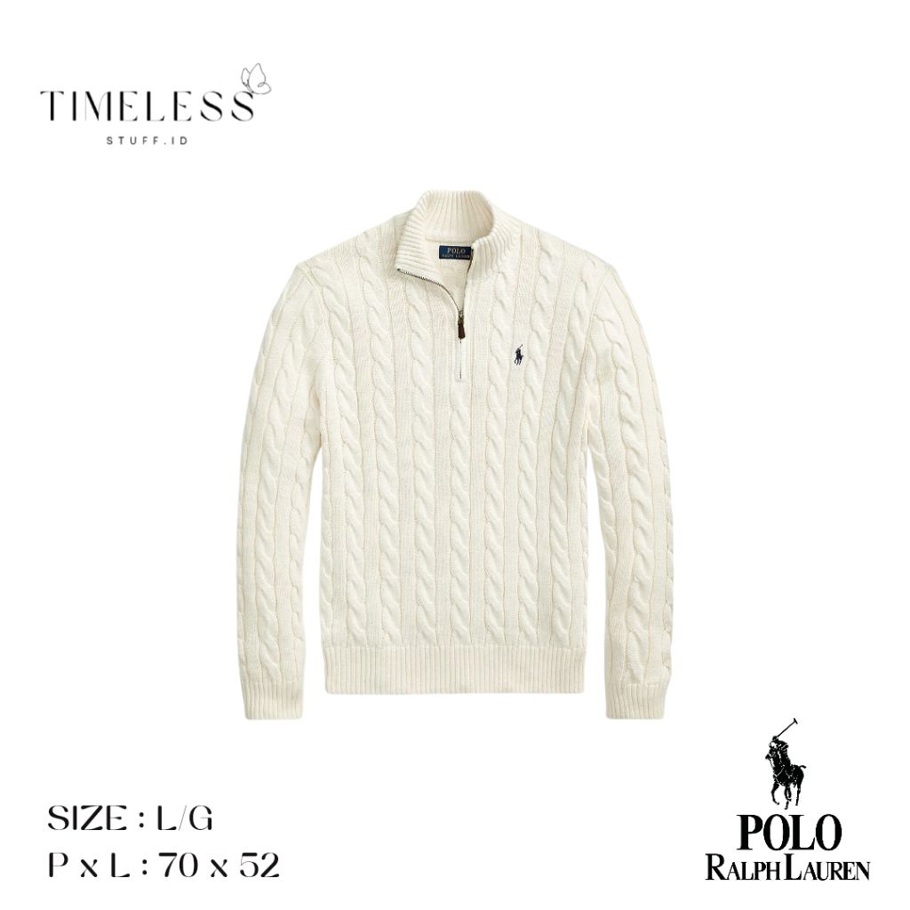 POLO RALPH LAUREN QUARTER ZIP IN CREAM