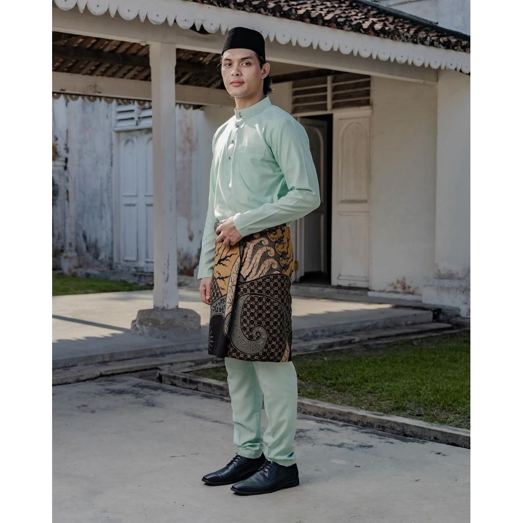setelan baju Melayu pria cekak teluk belanga stelan kokoh modern akad nikah dan acara wisuda