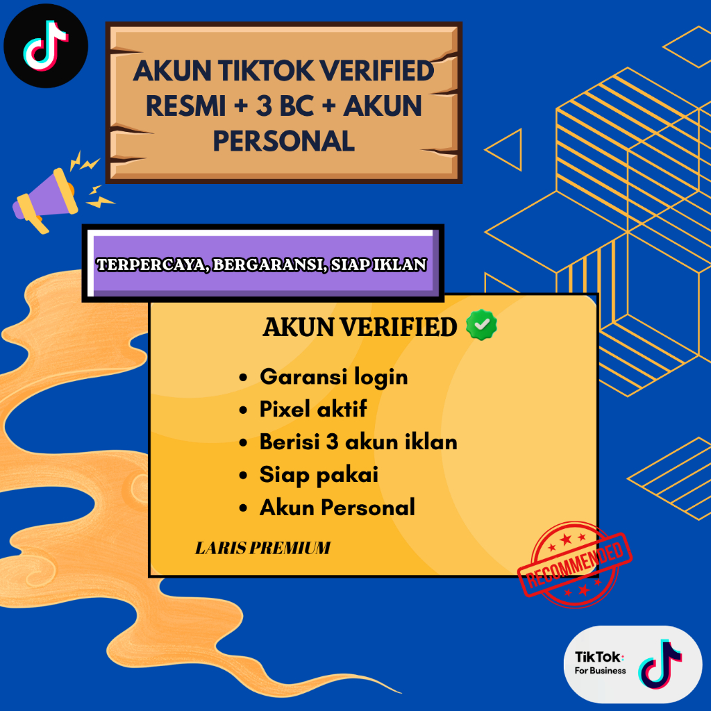AKUN TIKTOK VERIF 3 AKUN IKLAN + AKUN TIKTOK PERSONAL
