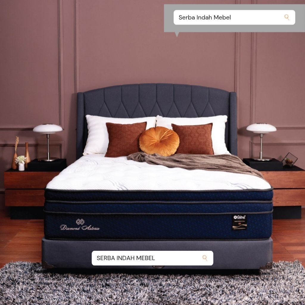 Springbed Diamond Asteria Pocket Plushtop Pillowtop Kasur Central Seri Gold Ukuran 90×200 120×200 14
