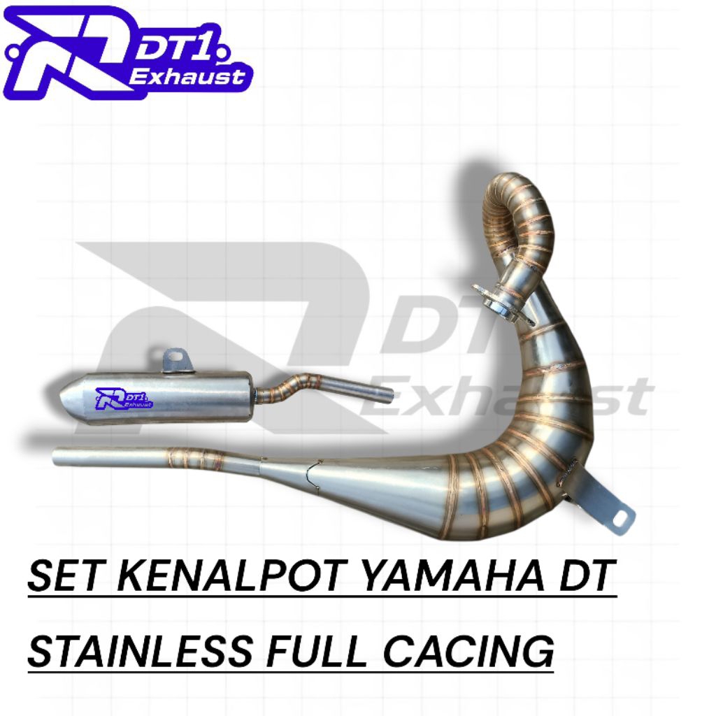 Kenalpot Set Yamaha DT 100 Full Stainless & Full Cacing ,Bahan Tebal Anti Karat