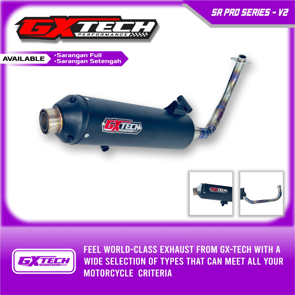 Knalpot Standar Racing GX TECH PERFORMANCE SR-PRO SERIES V2 Inlet 38mm Stainless Steel Vario Pcx Nma