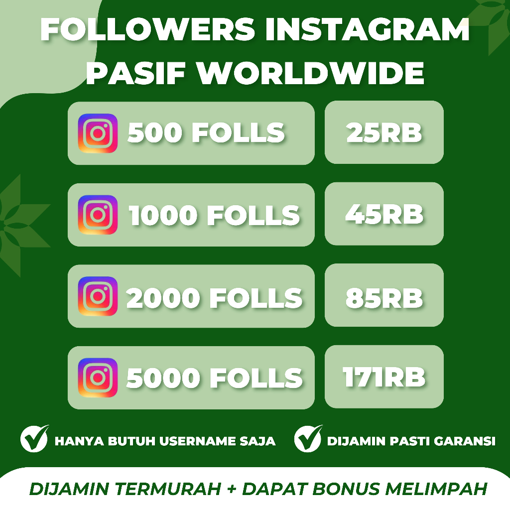 [PROMO] FOLLOWERS INSTAGRAM PASIF WORLDWIDE TERMURAH PERMANEN