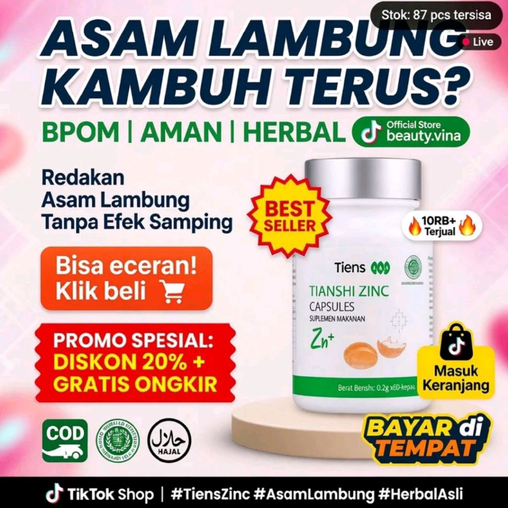 Vitamin cina zinc tiens asam lambung - herbal bpom aman redakan asam lambung gerd & ulu hati