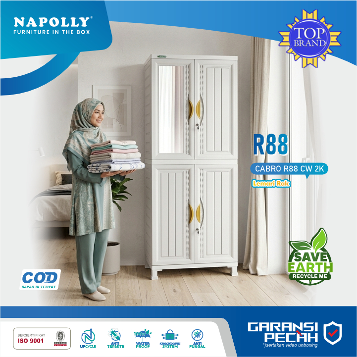 Lemari Pakaian Plastik Minimalis Rak / Lemari Pakaian Khusus Rak / Lemari Plastik 2 Pintu / Lemari N