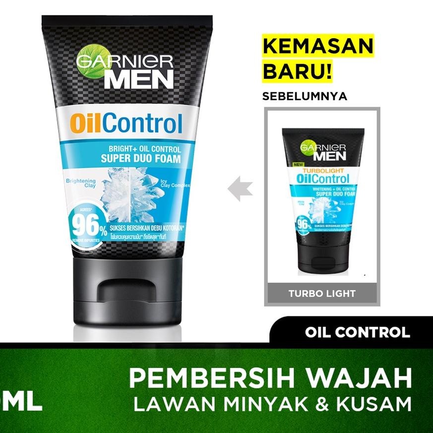 Garnier Men Oil Control Bright + Oil Control Super Duo Foam 100Ml/Anti Shane-Refreshing foam 100ml/C