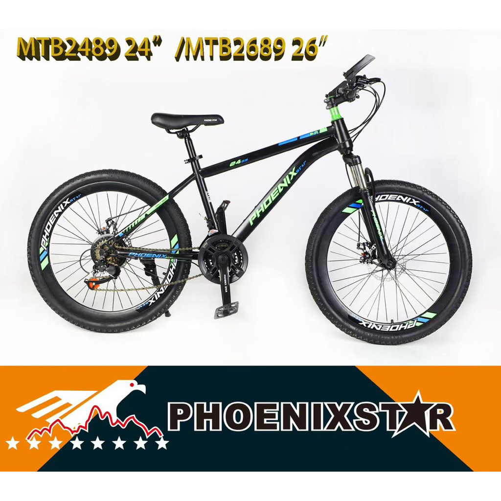 Sepeda Gunung 24 26 Inch MTB Phoenix Star (Rem Cakram) 3x7 Speed