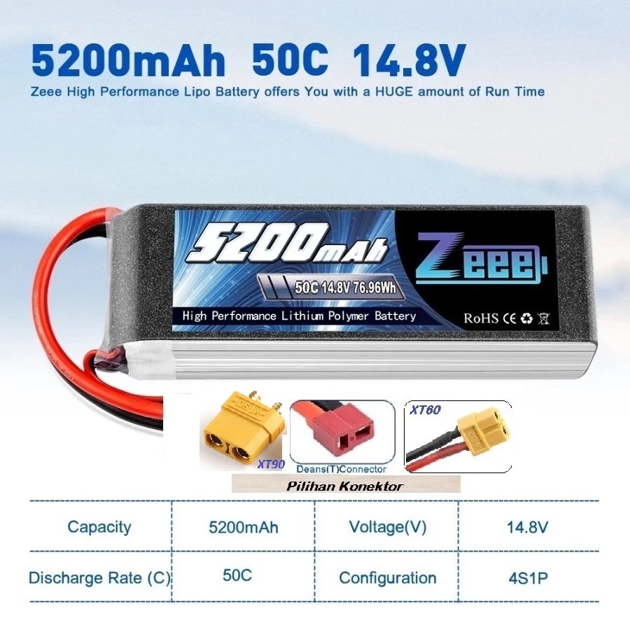 Zeee 5200mah 4s 14.8v 50c Lipo Battery Softcase