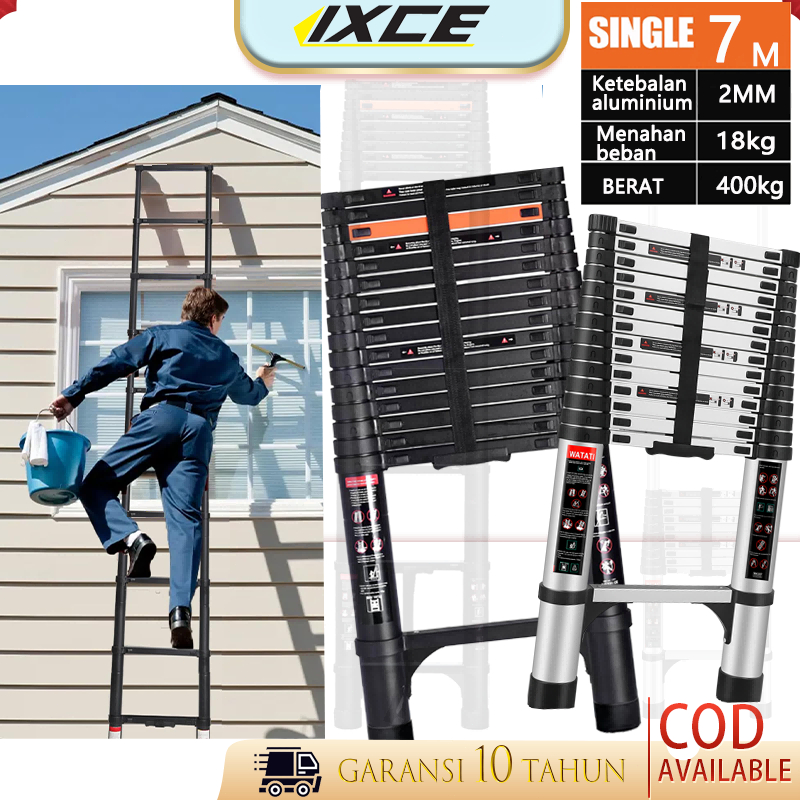 IXCE Tangga Telescopic 7M Lipat Aluminium Teleskopik Single Ladder 7M Tangga teleskopik