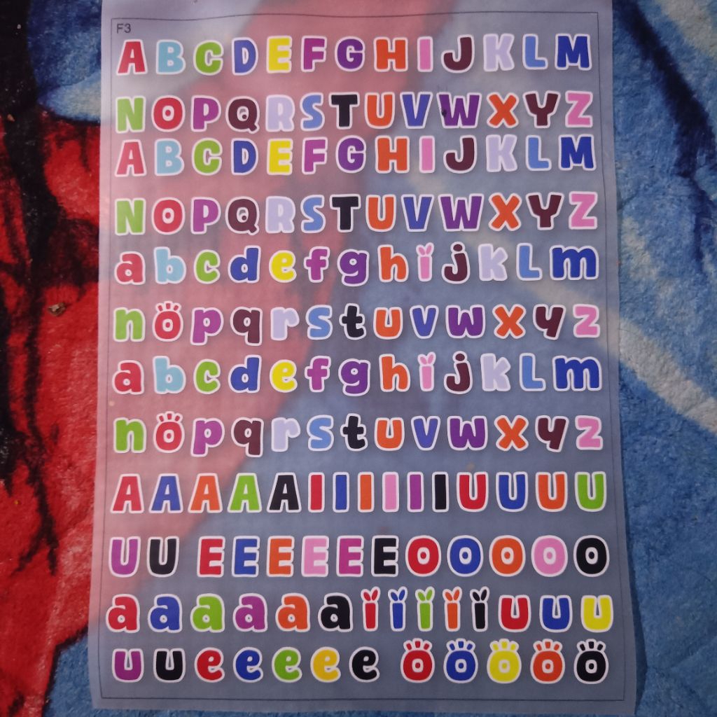 (±158pcs) sablon huruf DTF webbing keychain | custom sablon setrika DTF | sablon FONT huruf Alphabet