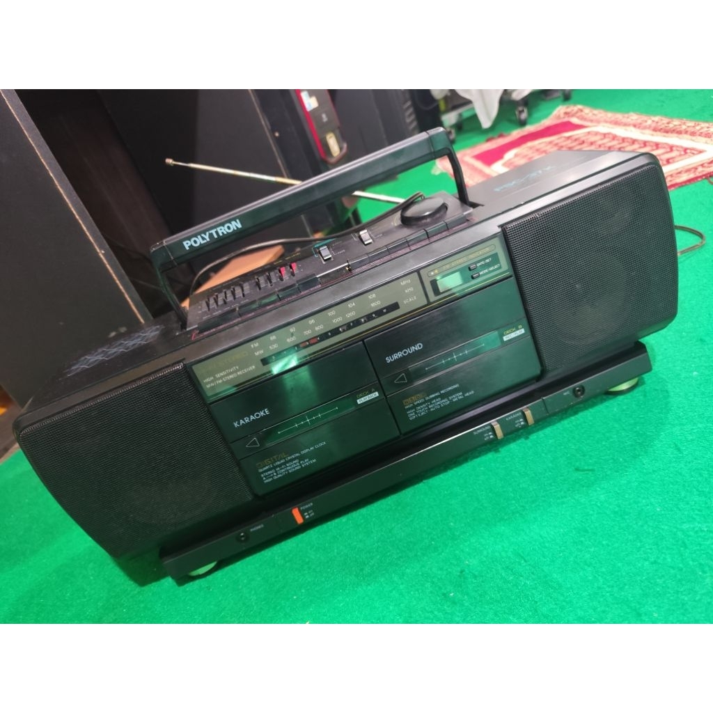 Radio Casset Bazzoke Polytron  PSC-612C Radio Jadul Antik Langka Bening  Mempesona dan terbaik, MIC,