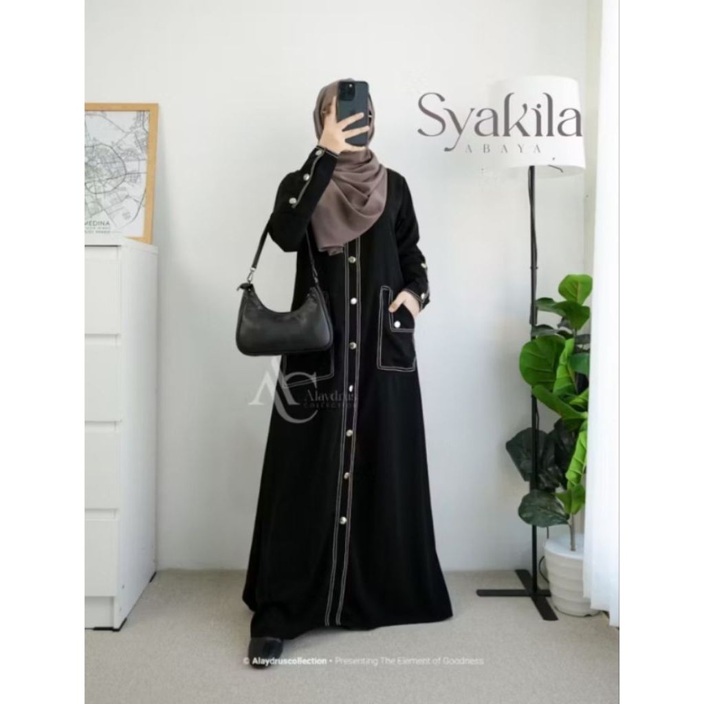 PRELOVED GAMIS SYAR'I SYAQILA BY ALAYDRUS COLLECTION BAHAN JETBLACK