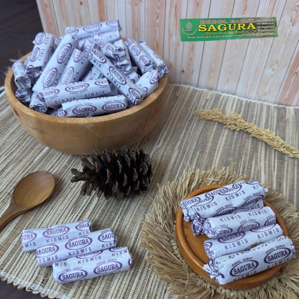 Dodol Garut Asli Sagura Kismis 1kg-Manis,Kenyal Tanpa Pengawet Tanpa Lemak
