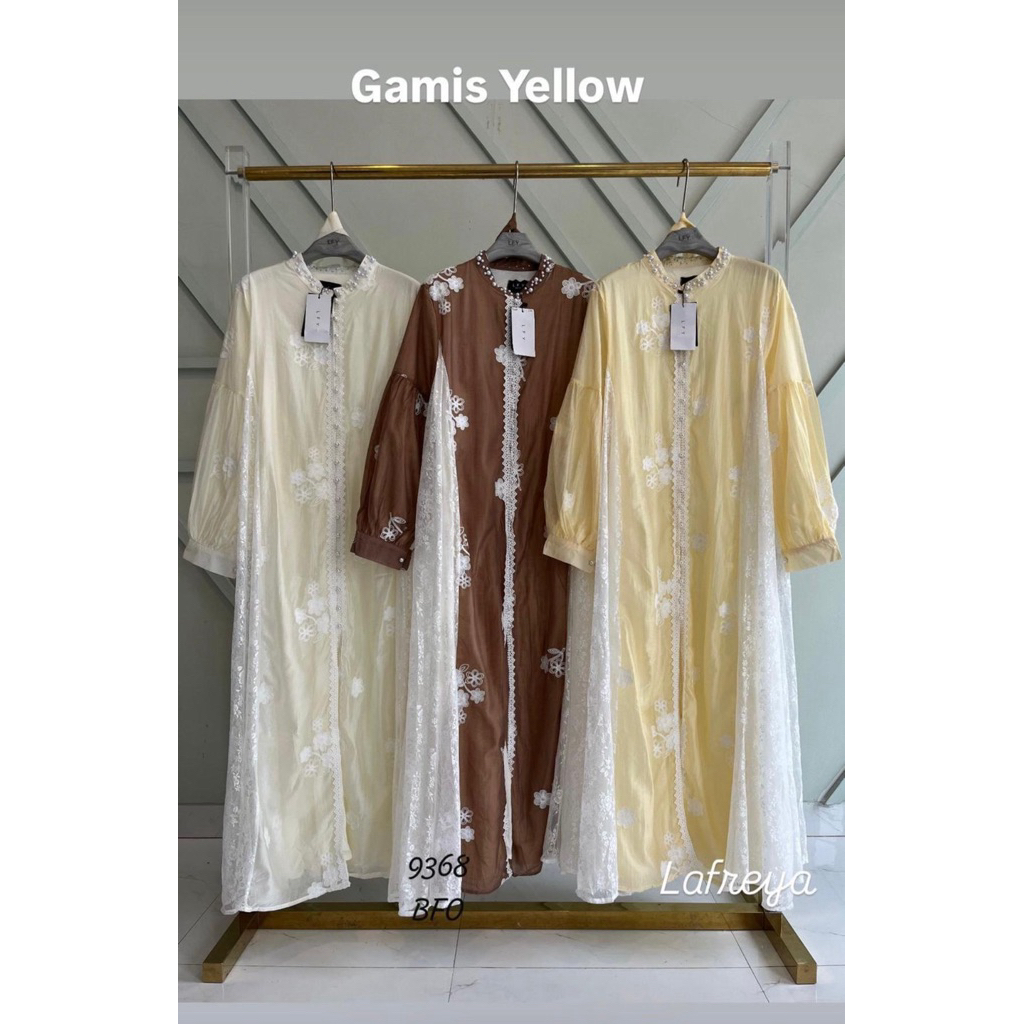 LFY YELLOW / LAFREYA NEW ARRIVAL Yellow Lafreya Silky Paper kombinasi Brukat Cantily Soft (33053)