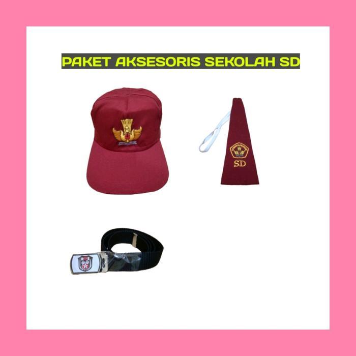 Paket lengkap topi anak sekolah sd smp sma plus_dasi_sabuk besar