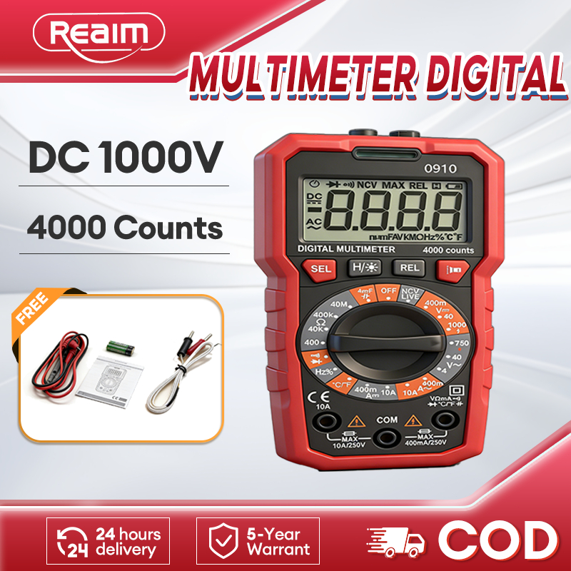 REAIM Multitester Digital Otomatis 4000 COUNTS Avometer Digital Dapat Mengukur Suhu