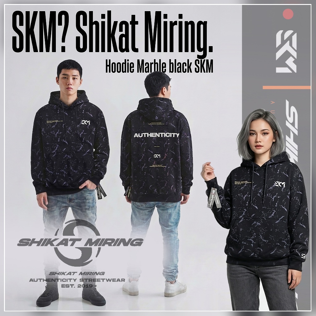 Shikat Miring Hoodie Marble Black