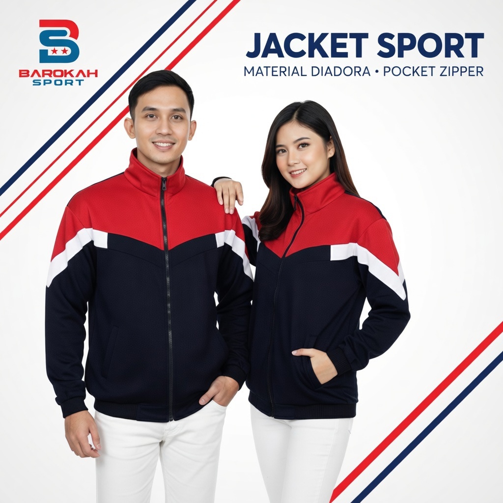 HM Barokah - Jaket Olahraga Laki Laki Perempuan Jaket Training Unisex Jaket lari/bersepeda senam/jog