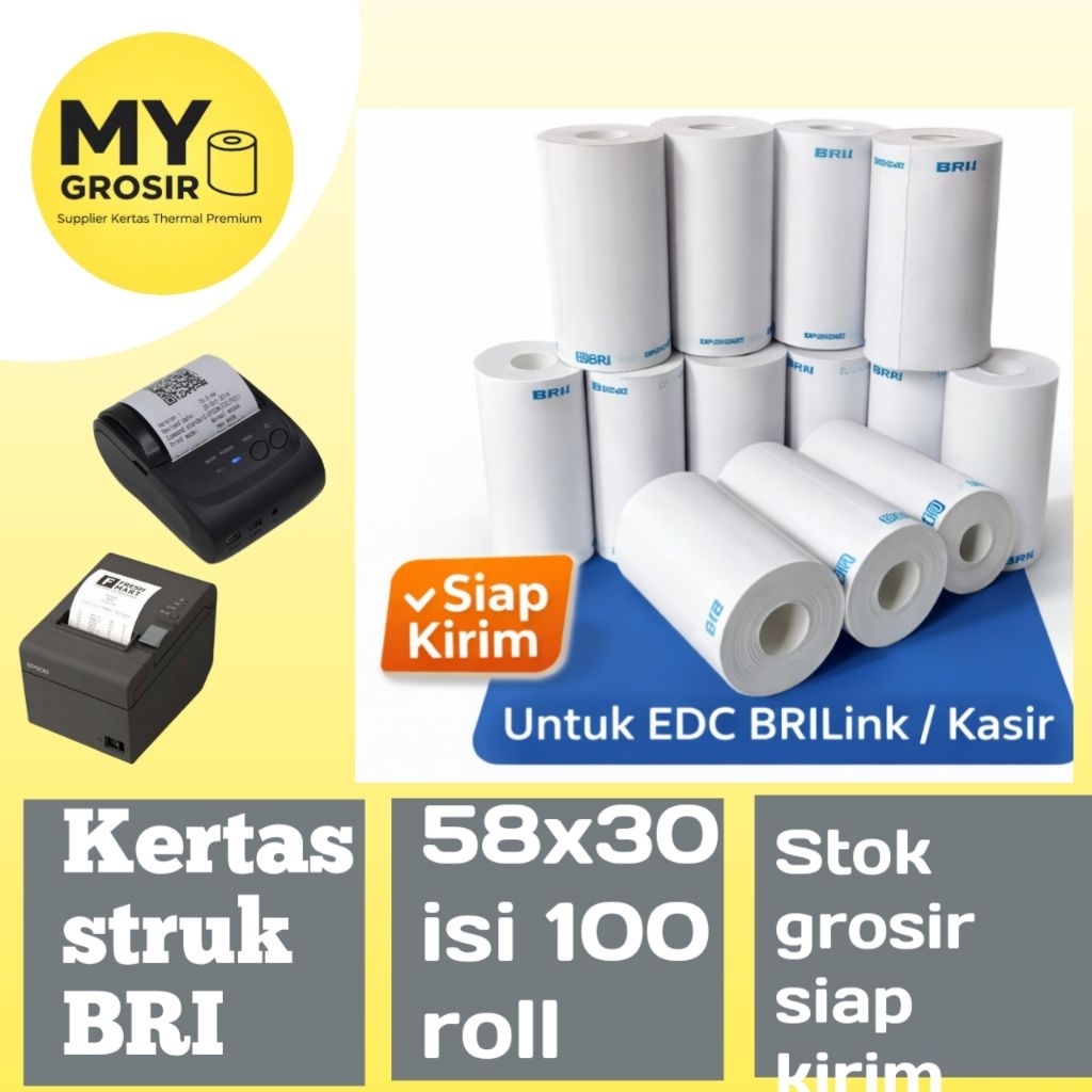 100 Roll - kertas struk BRI - Brilink - 58x30-termurah