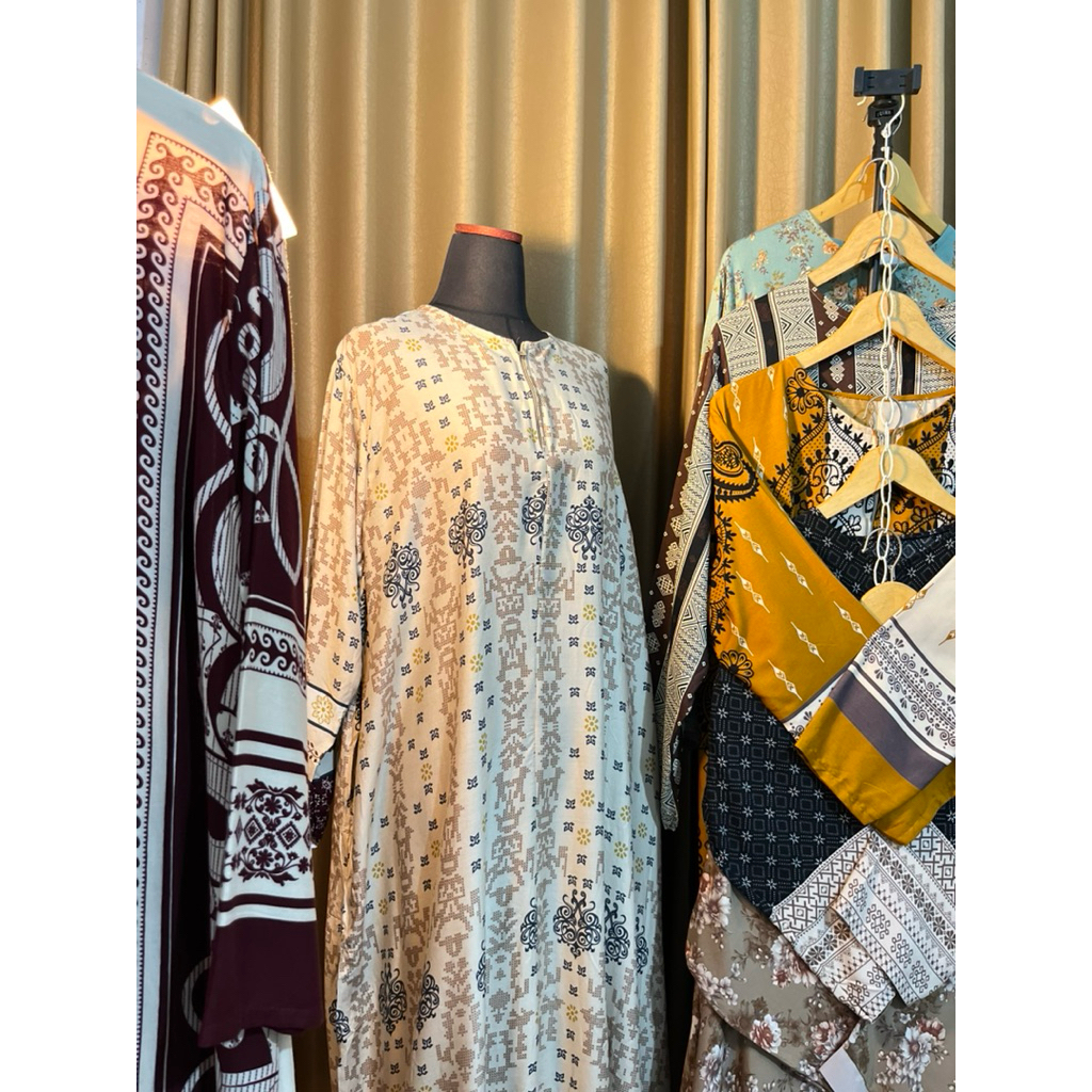 HAURA LONG DRESS - DASTER GAMIS RAYON PREMIUM | Daster Gamis Lengan Panjang Ld 120 Pb 130/135 cm
