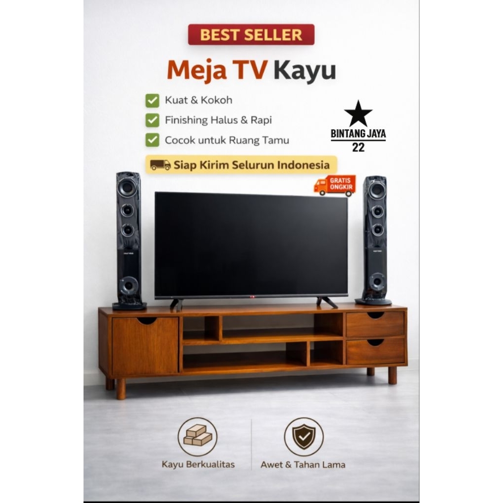 Meja Tv Minimalis Kayu Mahoni Rak Tv Lemari Tv Buffet Tv Murah