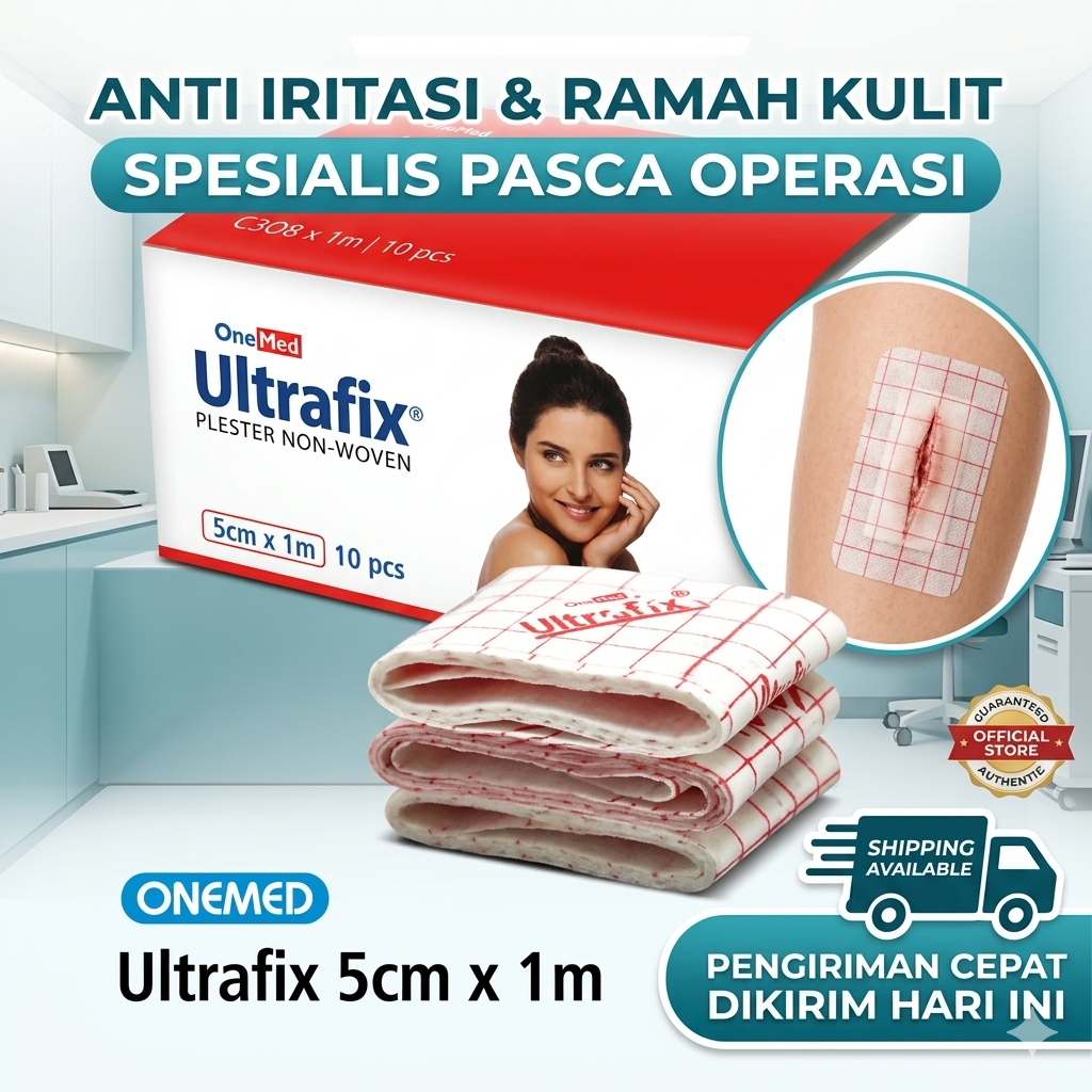 anti iritasi & ramah kulit Plester Kain Non Woven Medis Onemed Ultrafix CMX Ukuran Besar Box Isi Rol