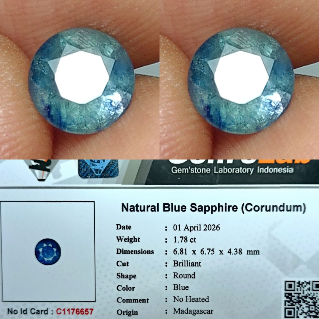 NATURAL BLUE SAPPHIRE MADAGASCAR NO HEATED ROUND CUTTING MEMO GLI LAB