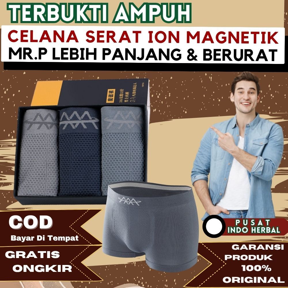 Celana Dalam Pria 5D Magnetic Premium Boxer Therapy Original 1 Box Isi 3 Pcs CD Kesehatan Pria Anti 