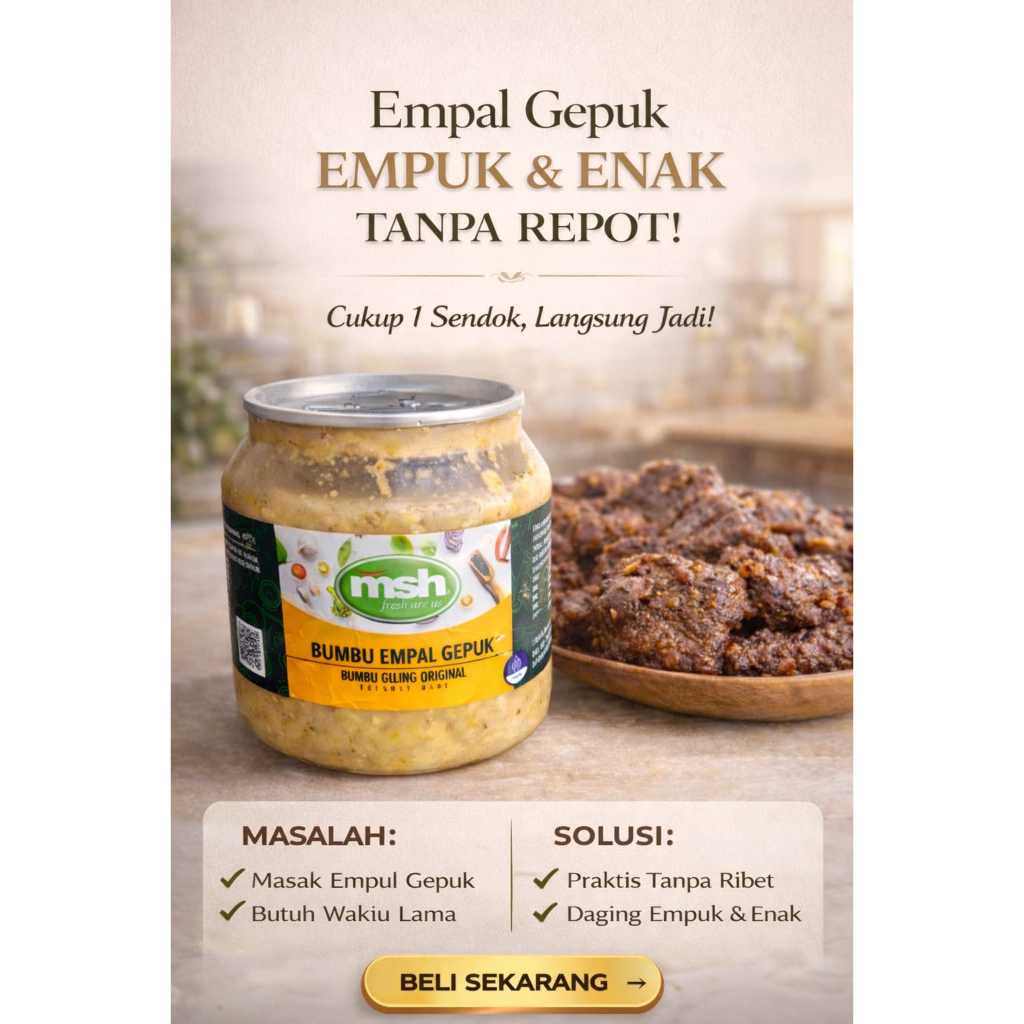 MSH Bumbu Empal Gepuk Instant 190gr , Bumbu Empal Gepuk Rempah Asli Alami , Bumbu Siap Masak