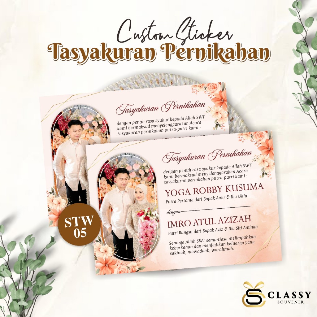 Cetak Sticker Kartu Tasyakuran Pernikahn Custom Bahan Glossy