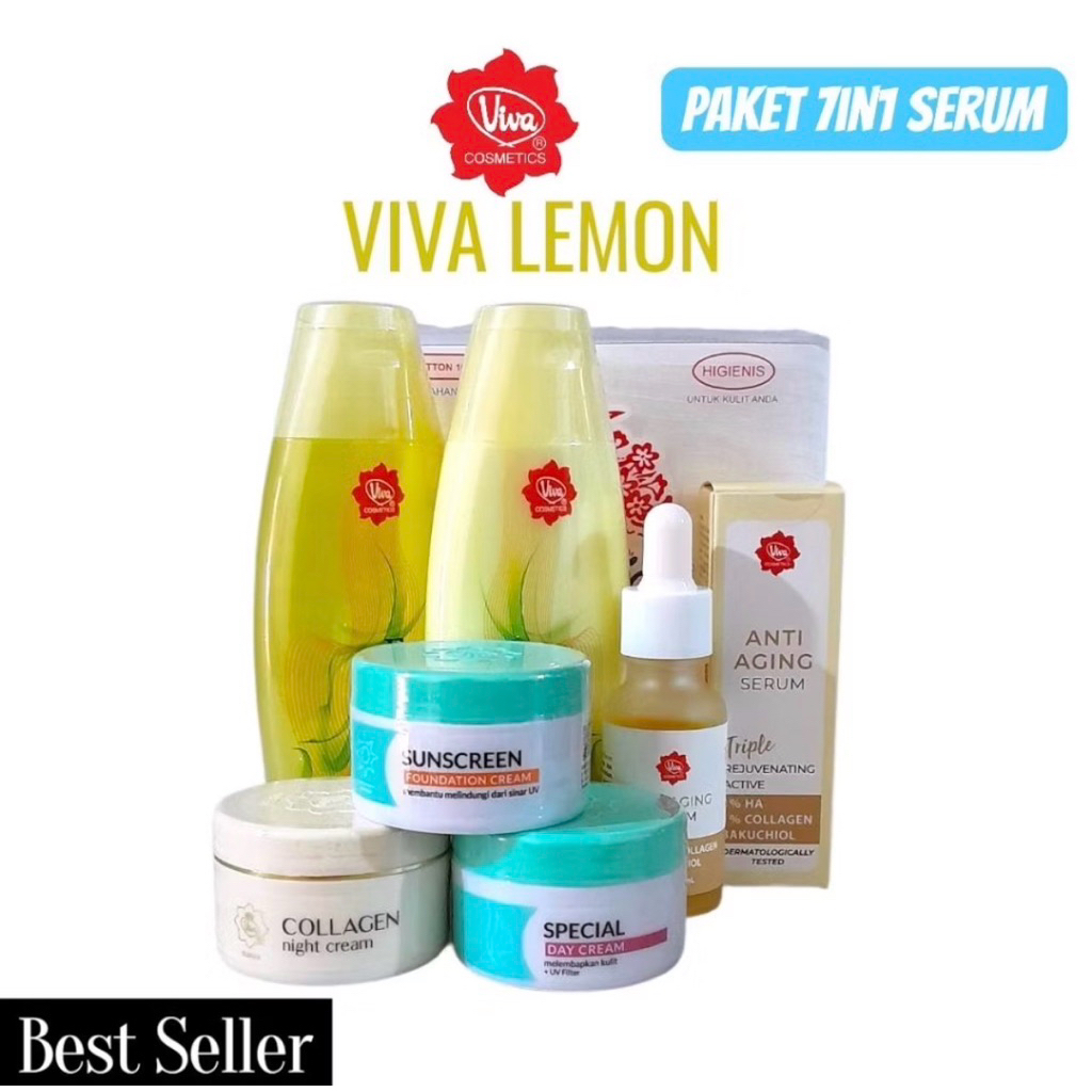 Paket Viva Cosmetics LEMON &kapas with serum Anti aging Paket Edisi Lengkap 7in1/6in1/5in1/4in1 | Me