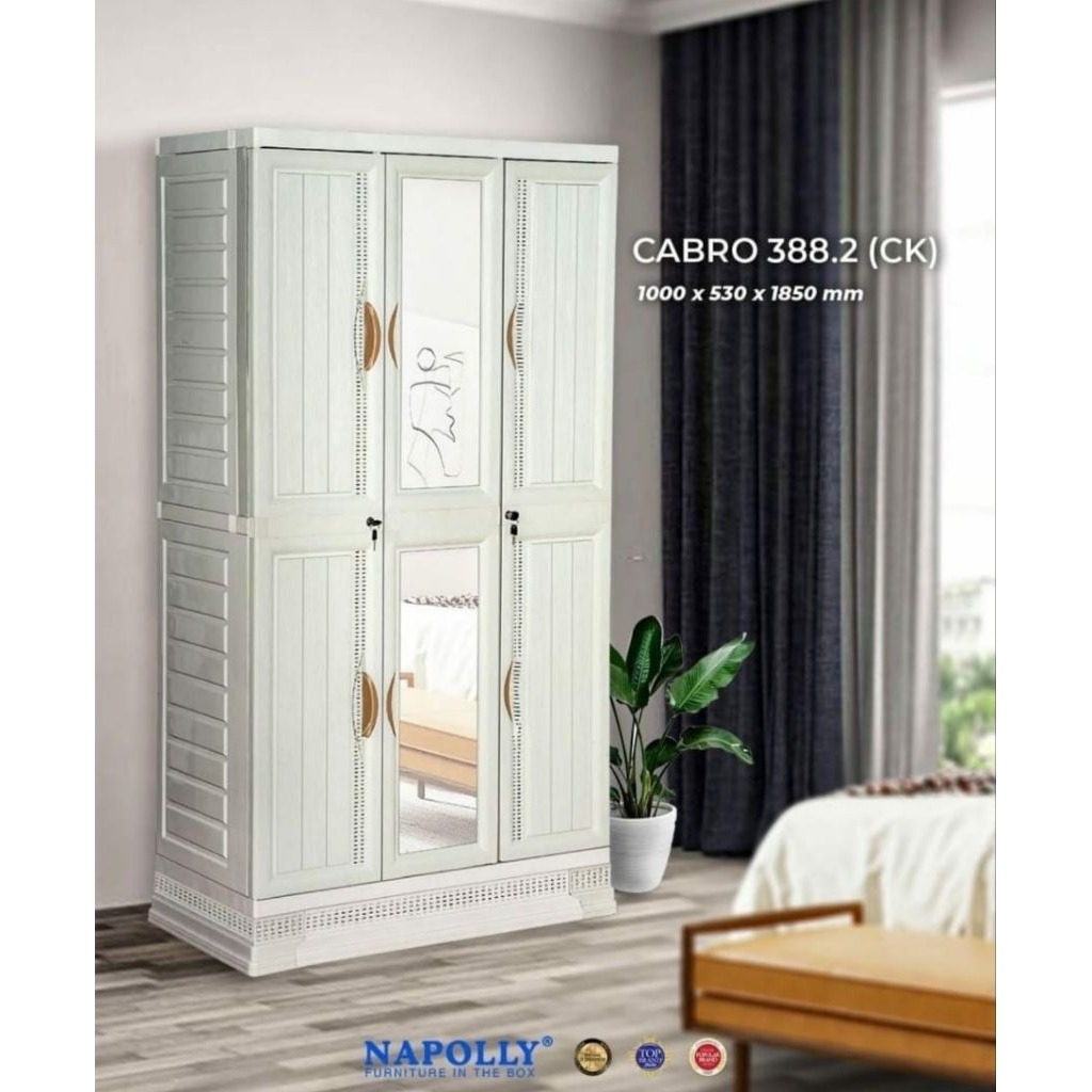 Lemari baju pakaian plastik Napolly 3 pintu CABRO 388.2 - Bandung saja