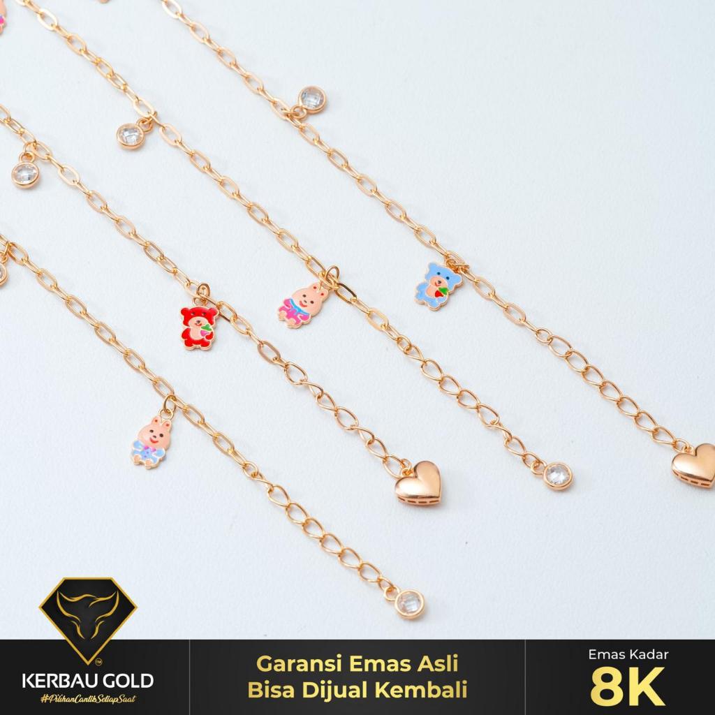 [Kerbau Gold]  Gelang Emas Boneka Kyuti 8K - Emas Asli 100%