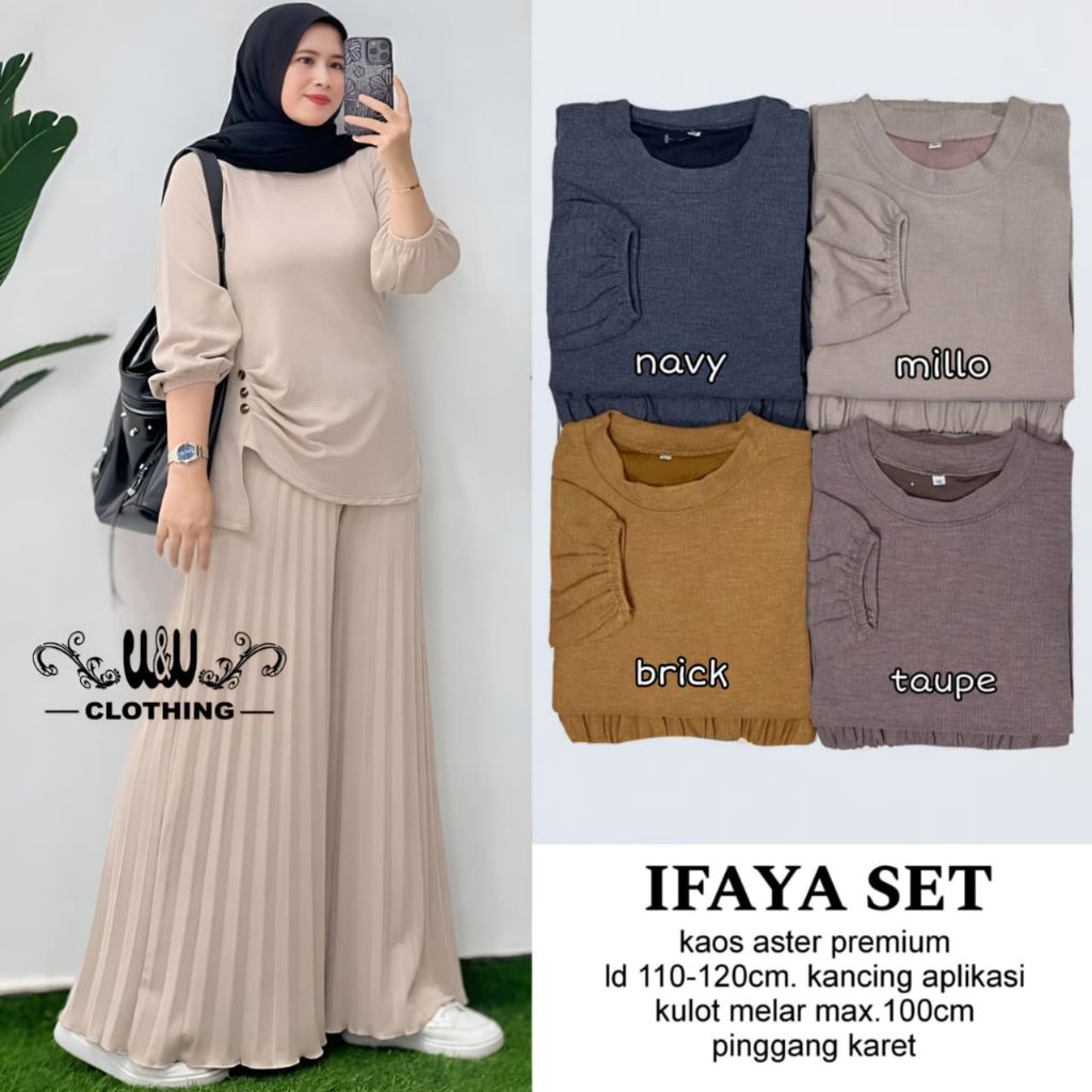 [ fashion by Hn ] Ifaya setelan kaos asterr premium dan kulot melar