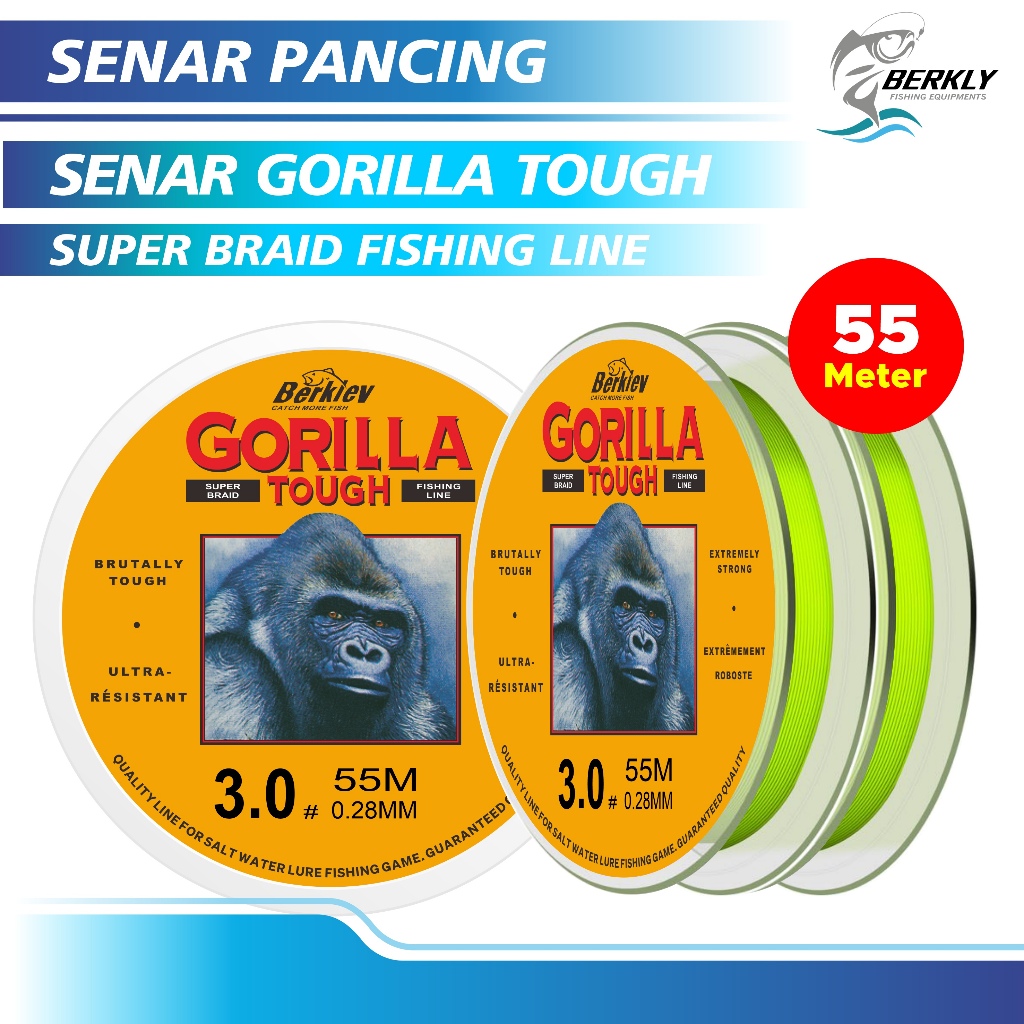 BERKLY Tali Pancing Berkley Gorilla Hijau Stabilo Senar Pancing Nilon 55m Super Kuat
