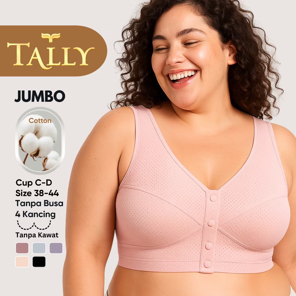 2pcs BH Bra Tally 2091 Kancing Depan Tanpa Kawat Tanpa Busa Miniset Jumbo BH Lansia Kancing Depan Me