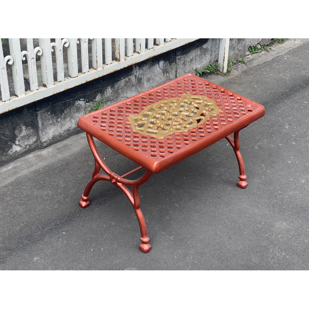 Meja Taman Besi Cor 60x40 cm | Meja Outdoor Klasik Elegan | Meja Taman Besi
