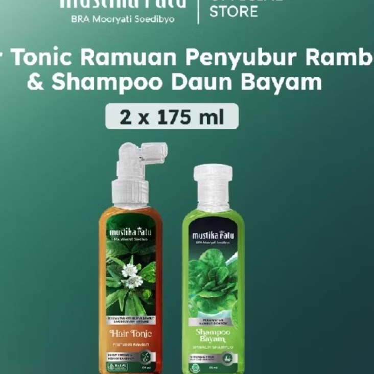 Mustika Ratu Perawatan rambut rontok Hair tonic Shampo bayam 175 ml
