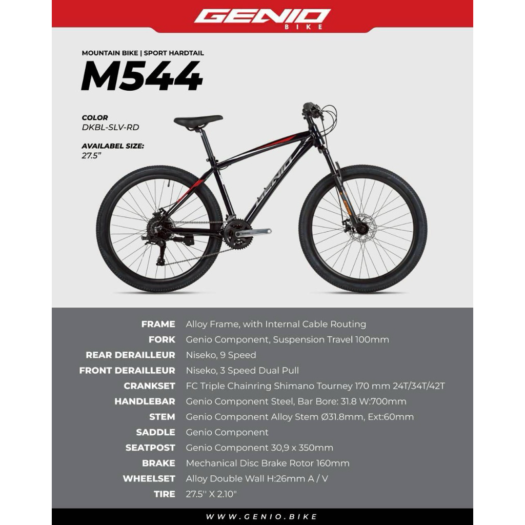 SEPEDA MTB GENIO M544 27.5 INCH FRAME ALLOY