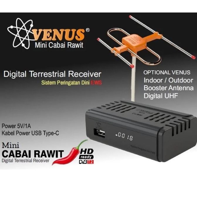 Set Top Box Digital Venus STB Digital TV DVB-T2 Wifi TV Youtube TV LED dan Tabung Free Dongle USB
