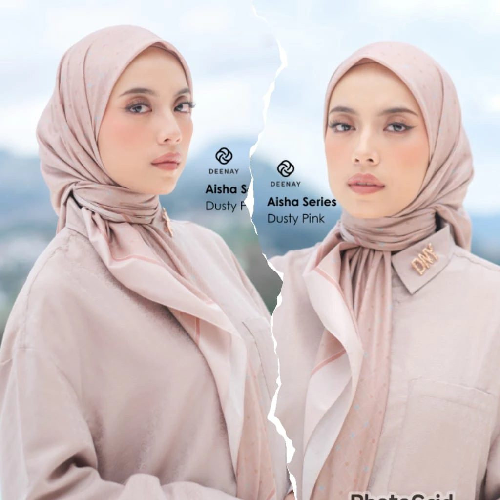 Deenay Aisha Series Scarf Original Warna Dusty Pink Ukuran 115 x 115 cm Bahan Voal Ultrafine Hijab K