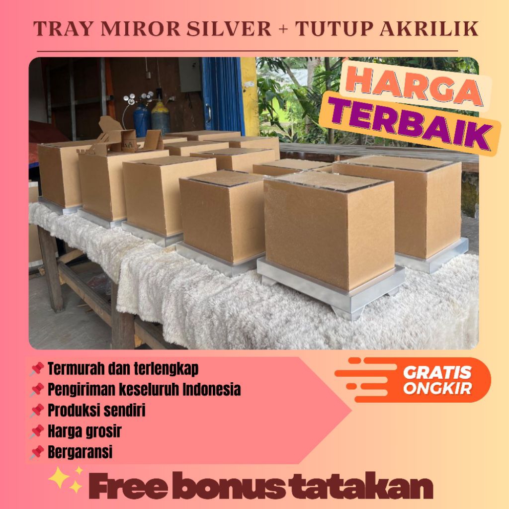 BOX FULL AKRILIK MIROR SET ISI 4 + TUTUP AKRILIK | BOX HANTARAN DAN SESERAHAN