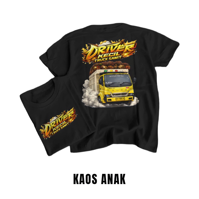 Kaos Baju Warna Motif Truk Oleng - Baju Tshirt Driver Kecil Truk Sawit Anak Umur 2 - 10 Tahun