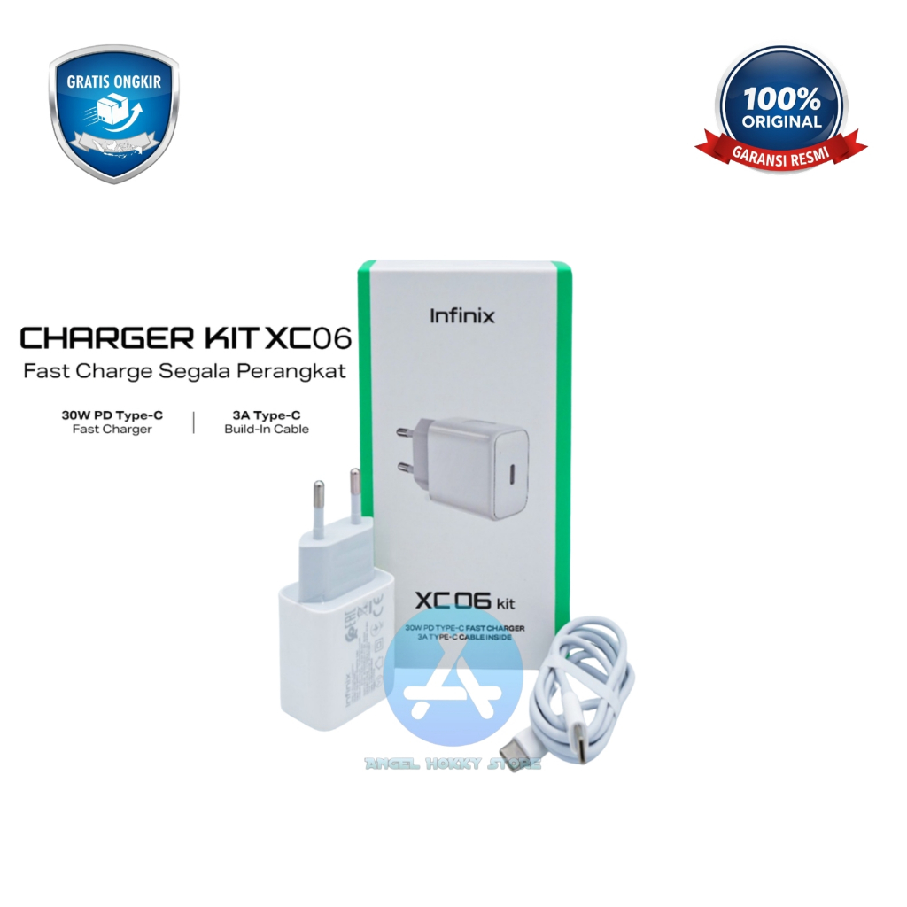 Infinix XC06 Charger Kit - 30W Fast Charging Adaptor with 3A Type-C to C Cable