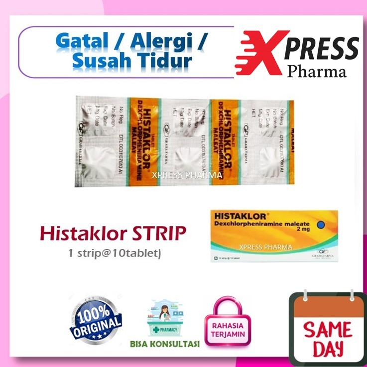 XPRESS  Histaklor STRIP Tablet Obat Gatal Susah Tidur Alergi Dexchlorpeniramine Maleate histachlor H